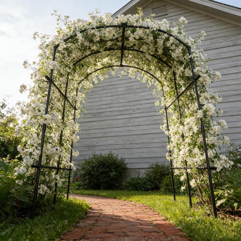 DoCred Tall Garden Arch Trellis for Climbing Plants, 87in Tall Metal Plant Support Trellis Archway for Climbing Vine Vegetable/Fruit/Flower Outdoor Yard Lawn Garden Arch Tunnel Trellis - Image 3
