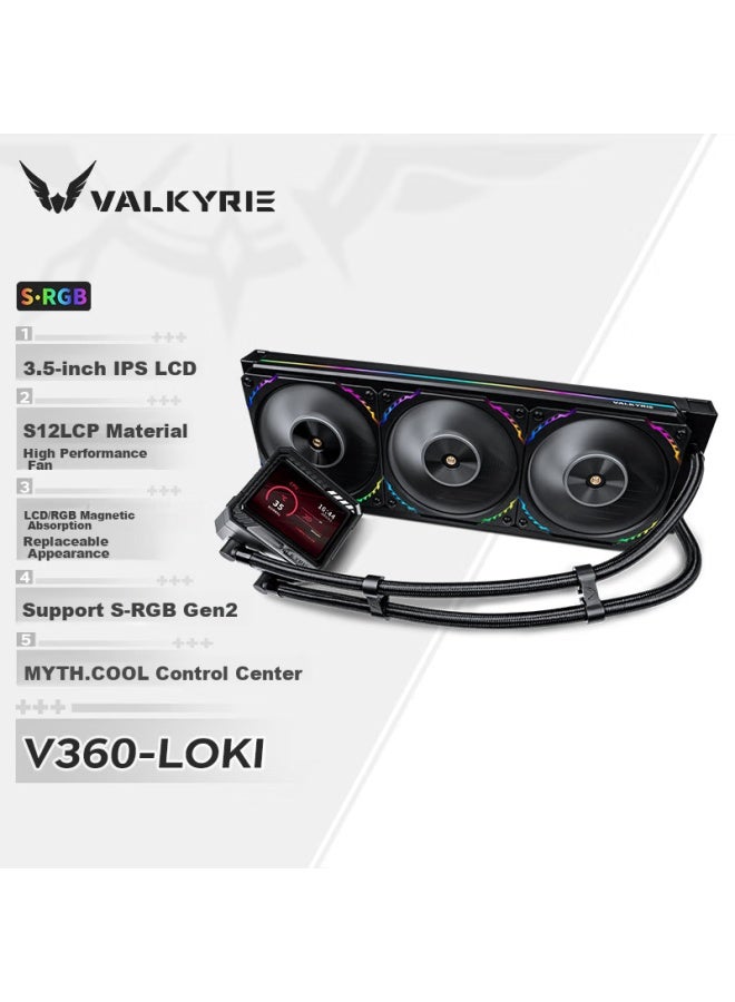 Valkyrie V360 Loki Vk All-in Cpu Liquid Cooler, 3.5-inch Ips Lcd Screen, Lcp Fan Blades, Supports Lga1700 - Image 1