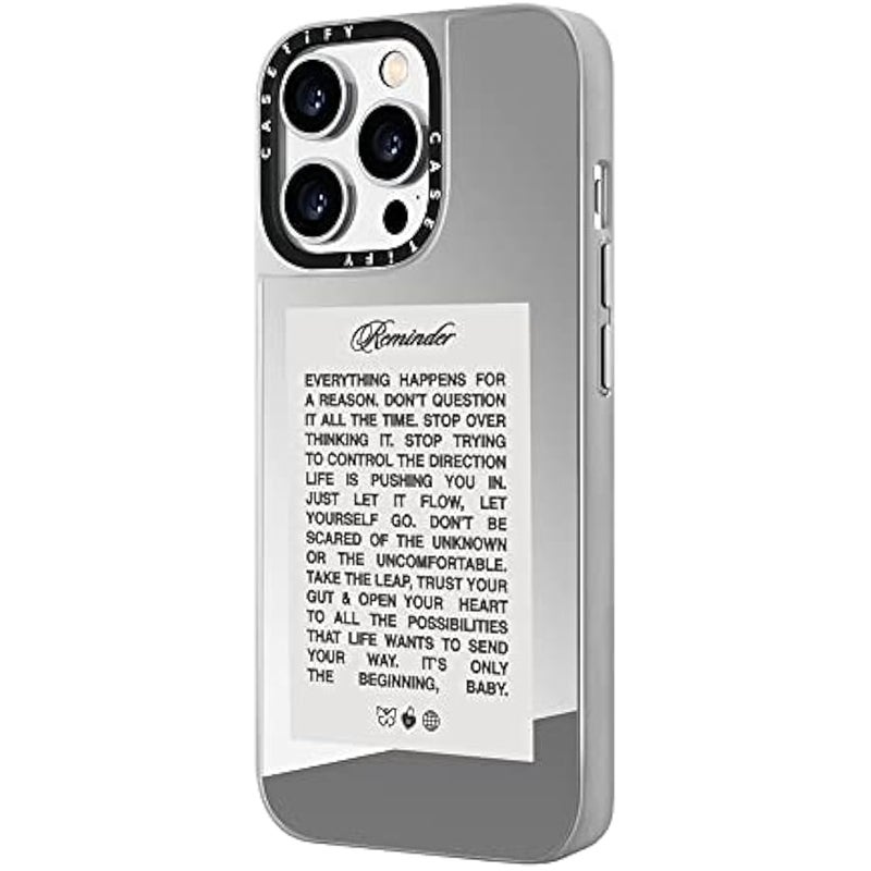 Casetify Mirror Case for iPhone 14 Pro Compatible with Magsafe - It's Only The Beginning, Baby by Top Girl Studio - Silver on Silver - Image 5