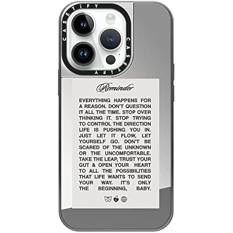 Casetify Mirror Case for iPhone 14 Pro Compatible with Magsafe - It's Only The Beginning, Baby by Top Girl Studio - Silver on Silver - Image 2