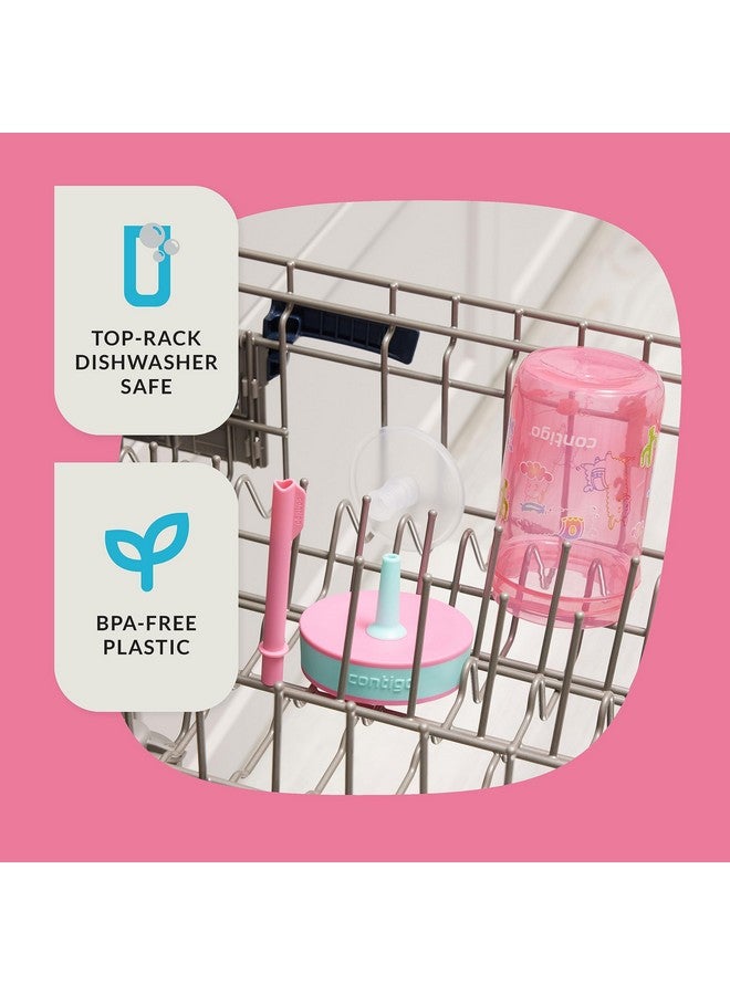 كونتيجو زجاجات مياه بلاستيكية للأطفال من كونتيجو لايتون، أكواب مقاومة للانسكاب مزودة بقشة، آمنة للاستخدام في غسالة الأطباق، سعة 14 أونصة، عبوة من قطعتين، بتصميمات توت أزرق/فراشات وأزاليات/لاما - مثالية للأطفال الصغار والكبار - Image 3