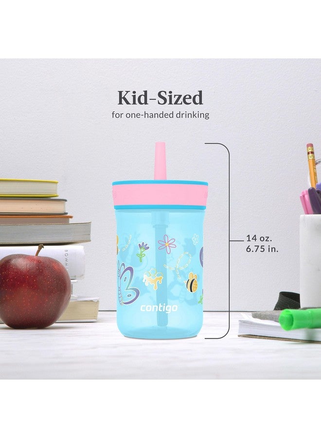 كونتيجو زجاجات مياه بلاستيكية للأطفال من كونتيجو لايتون، أكواب مقاومة للانسكاب مزودة بقشة، آمنة للاستخدام في غسالة الأطباق، سعة 14 أونصة، عبوة من قطعتين، بتصميمات توت أزرق/فراشات وأزاليات/لاما - مثالية للأطفال الصغار والكبار - Image 5
