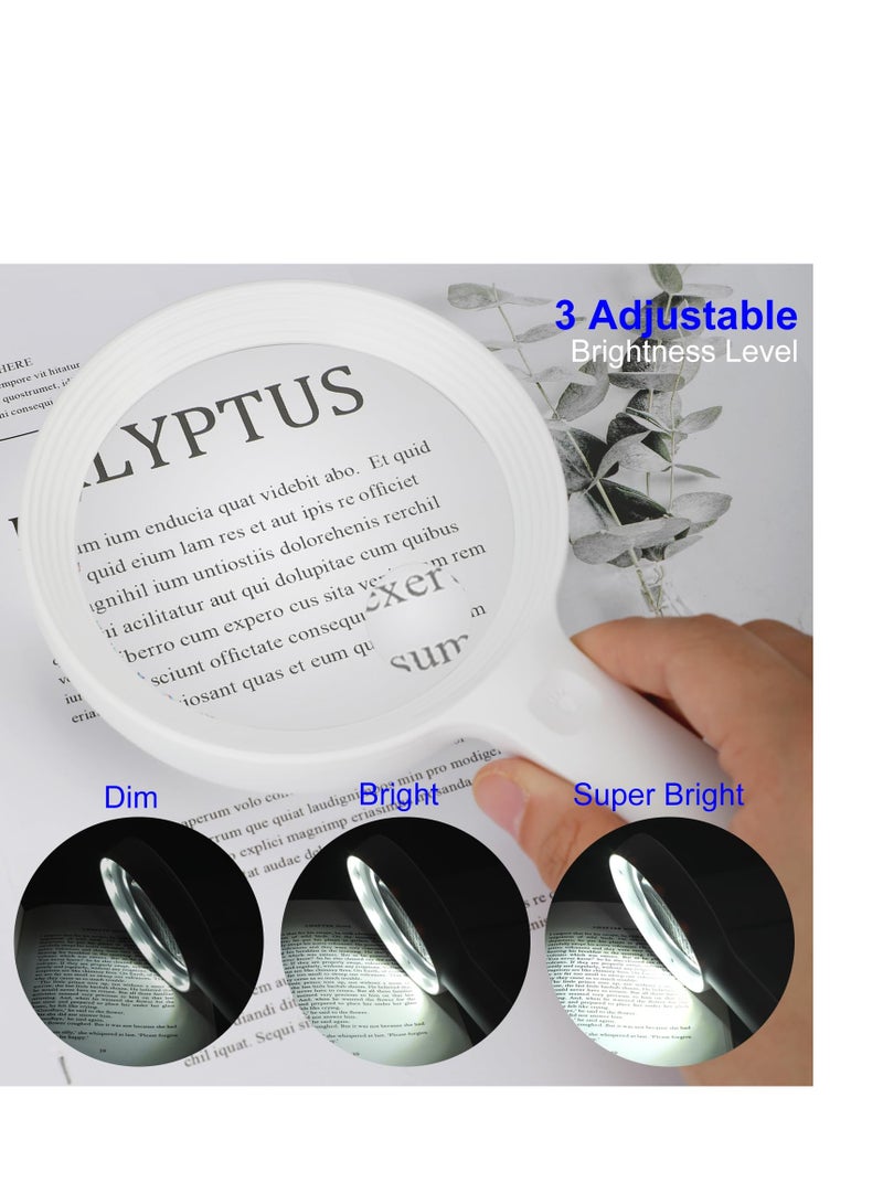 SYOSI Magnifying Glass with Light, 30X 60X Rechargeable Handheld Lightweight Lighted Magnify Lens 12 LED 3 Modes Illuminated Magnifier for Seniors,Reading,Inspection,Coin,Jewelry - Image 4