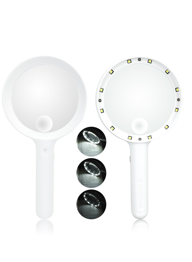 SYOSI Magnifying Glass with Light, 30X 60X Rechargeable Handheld Lightweight Lighted Magnify Lens 12 LED 3 Modes Illuminated Magnifier for Seniors,Reading,Inspection,Coin,Jewelry - Image 1