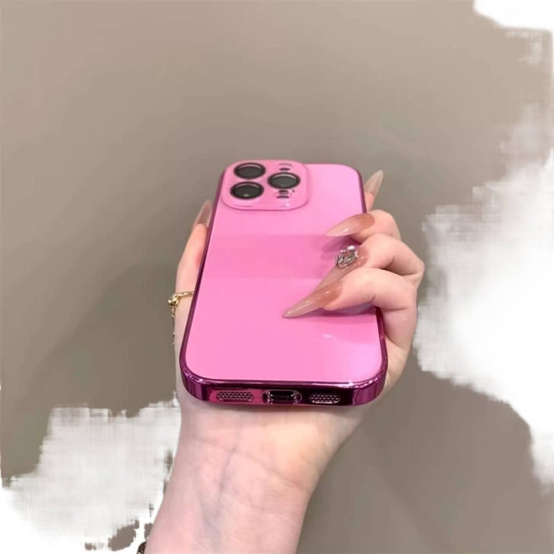 غطاء واقي بGlass لـ iPhone 16 / 16 Plus / 16 Pro / 16 Pro Max باللون أحمر مع مرآة مع زجاج مرآة ومطلي بالكهرباء مع مقاوم للصدمات مع حماية من السقوط للمكتب المنزلي للتنقل اليومي - Image 5