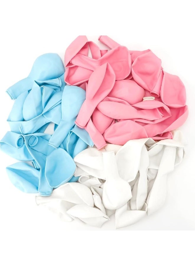 ThePartyPopper 50 Pcs Pink Blue and White Balloons Set – 12 Inch Macaron Latex Balloons for Baby Shower, Gender Reveal, Birthday, Wedding, and Party Decorations - Image 3