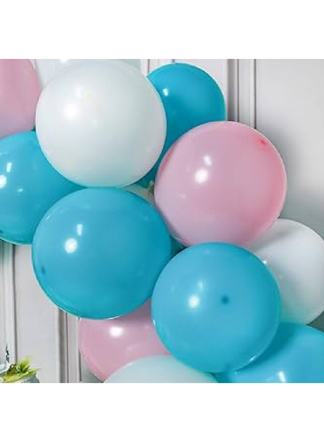 ThePartyPopper 50 Pcs Pink Blue and White Balloons Set – 12 Inch Macaron Latex Balloons for Baby Shower, Gender Reveal, Birthday, Wedding, and Party Decorations - Image 2