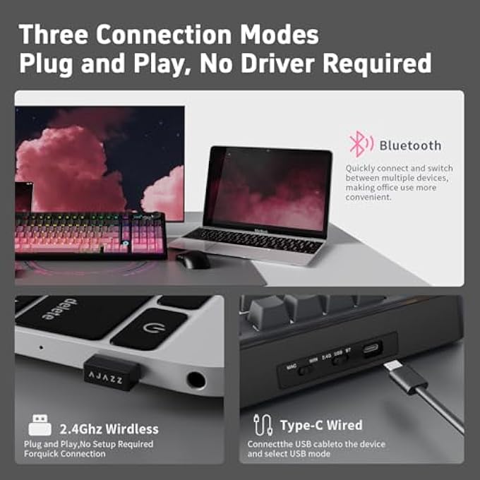 rayihni AJAZZ AK980 PINK GAMING MACHANICAL KEYBOARD GIFT SWITCH FULL SIZE RGB GASKET MOUNT 8000MAH TRIPLE MODES CUSTOM KEYBOARD WITH FIVE LAYER PAD | KNOB CONTROL - Image 3