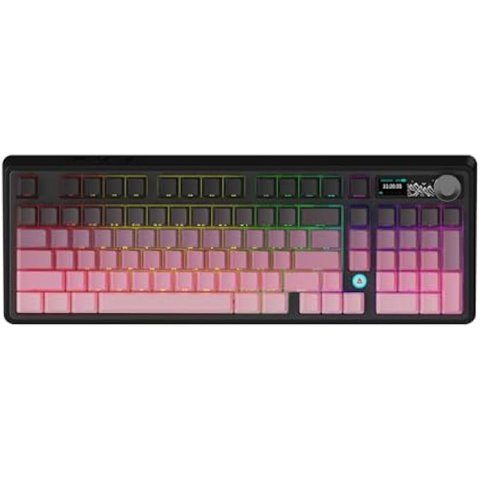 rayihni AJAZZ AK980 PINK GAMING MACHANICAL KEYBOARD GIFT SWITCH FULL SIZE RGB GASKET MOUNT 8000MAH TRIPLE MODES CUSTOM KEYBOARD WITH FIVE LAYER PAD | KNOB CONTROL - Image 1