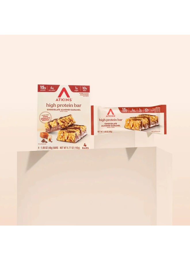 Atkins High Protein Bar, Chocolate Almond Caramel, Keto Friendly, Gluten Free with Real Almond Butter, 4 Count (Pack of 1) - Image 3
