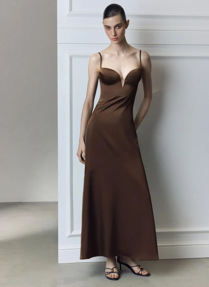 Lichi  Strapless maxi dress with a deep neckline for Women | Best Price UAE