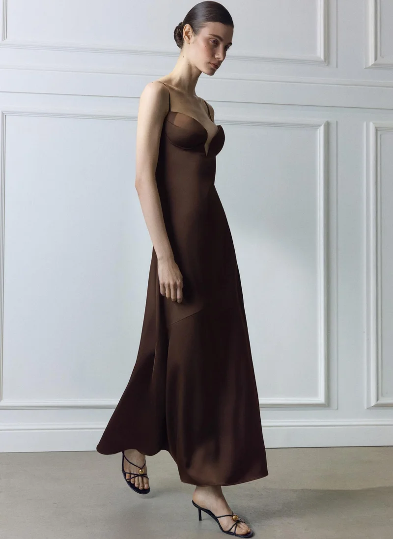 Lichi  Strapless maxi dress with a deep neckline for Women | Best Price UAE