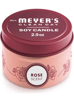 Mrs. Meyer's Clean Day MRS. MEYER'S CLEAN DAY Soy Tin Candle, 12 Hour Burn Time, Made with Soy Wax and Essential Oils, Rose, 2.9 oz 