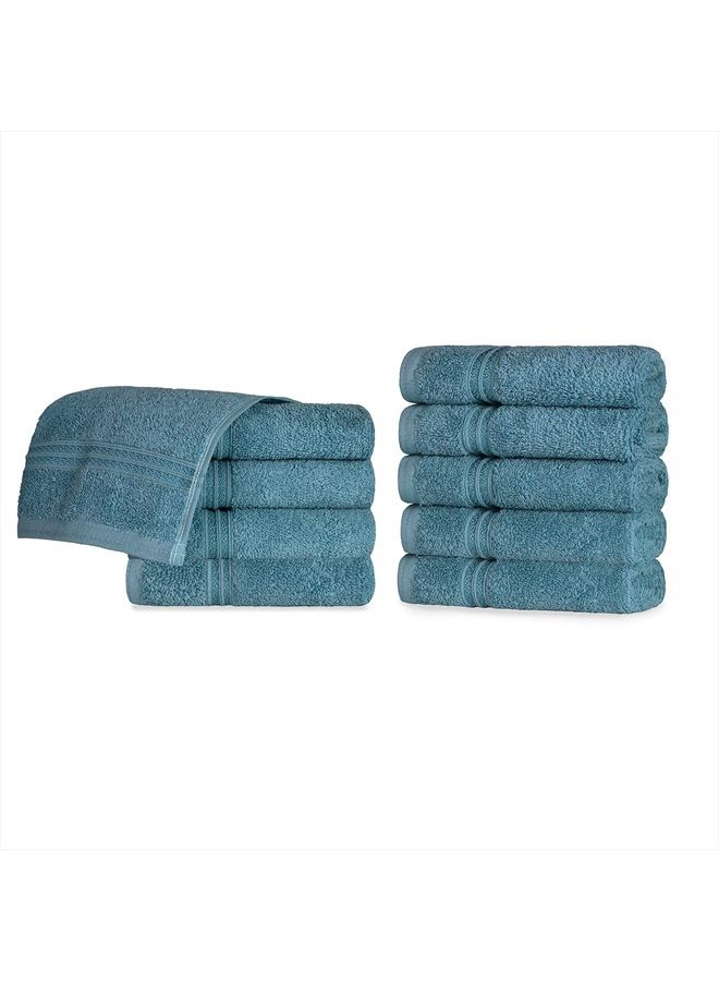 Superior Egyptian Cotton 10-Piece Face Towel Set, Small Towels for Facial, Spa, Quick Dry, Absorbent Towels, Bathroom Accessories, Guest Bath, Home Essentials, Washcloth, Airbnb, Sapphire - Image 1