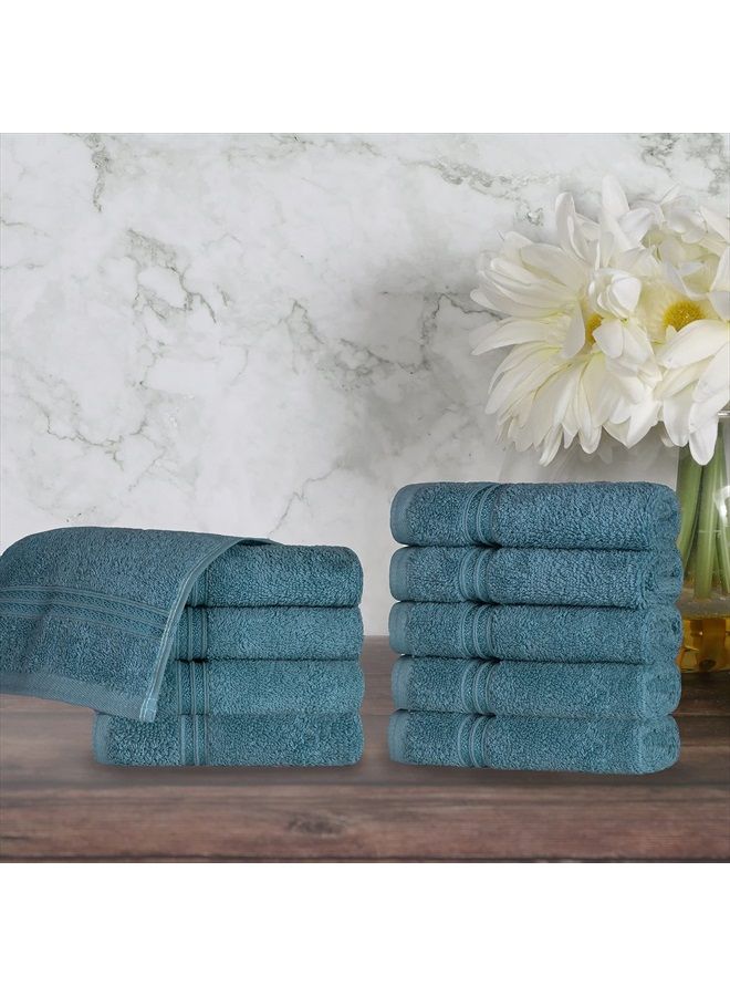 Superior Egyptian Cotton 10-Piece Face Towel Set, Small Towels for Facial, Spa, Quick Dry, Absorbent Towels, Bathroom Accessories, Guest Bath, Home Essentials, Washcloth, Airbnb, Sapphire - Image 2