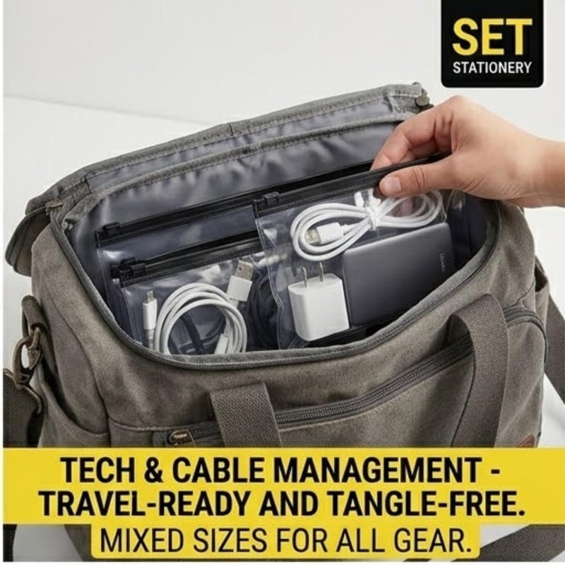 Hasanat Essentials 4pcs Clear Zipper Organizer Bags Multi-Size Waterproof Storage Pouches - Image 3