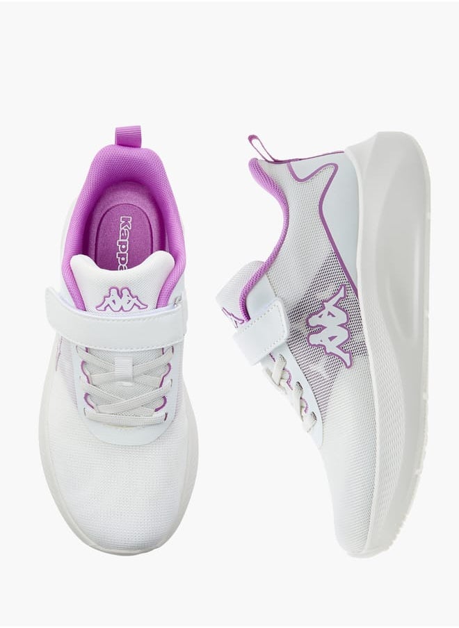Kappa Girls' Logo Detail Sports Shoes with Hook and Loop Closure  - Image 1