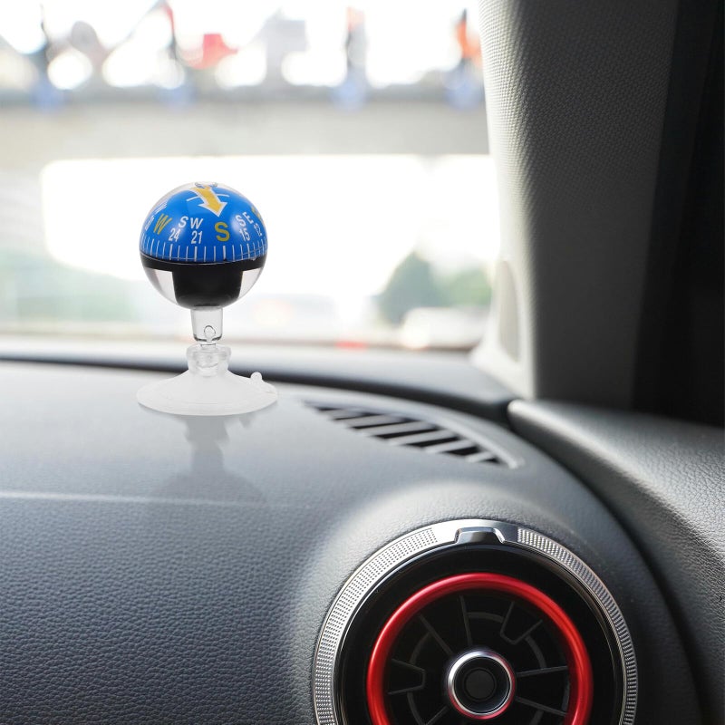 38mm Blue Car Compass Ball with Suction Cup for Vehicle Dashboard and Outdoor Hiking Directional Aid - Image 5