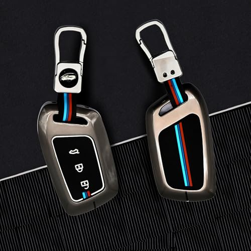 KMH Metal Car Key Cover Compatible with MG Hector, Windsor EV and EV Pro Smart Keycover with Keychain 3 Buttons Smart Key Shell Case Holder Protector, Pack of 1 - Image 1