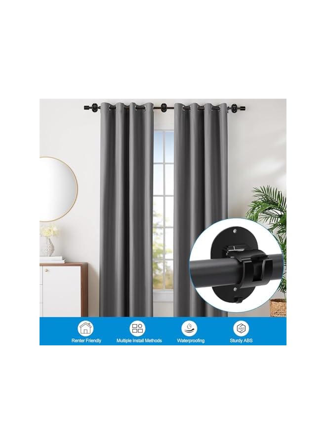 erorex No Drill Curtain Rod Brackets, 2 Pack Self Adhesive Curtain Rod Holders Curtain Rods No Drilling Hooks, Adjustable Drillless Curtain Rod Holder for Bathroom Kitchen Home and Hotel (Black)  - Image 5
