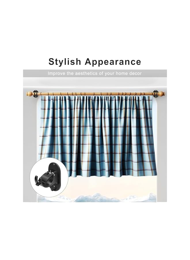 erorex No Drill Curtain Rod Brackets, 2 Pack Self Adhesive Curtain Rod Holders Curtain Rods No Drilling Hooks, Adjustable Drillless Curtain Rod Holder for Bathroom Kitchen Home and Hotel (Black)  - Image 3