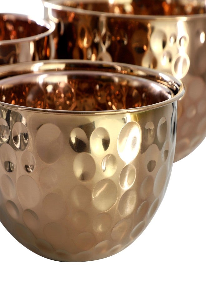 Megachef Hammered Bubble Texture 5 Piece Stainless Steel Serving Bowl Set in Copper, Food Grade - Image 5