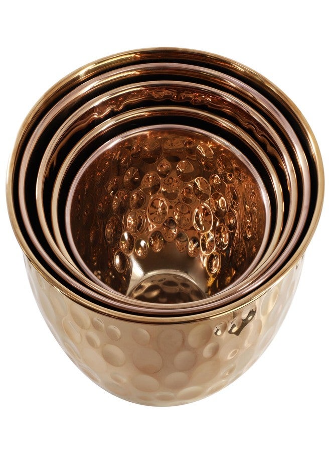 Megachef Hammered Bubble Texture 5 Piece Stainless Steel Serving Bowl Set in Copper, Food Grade - Image 4