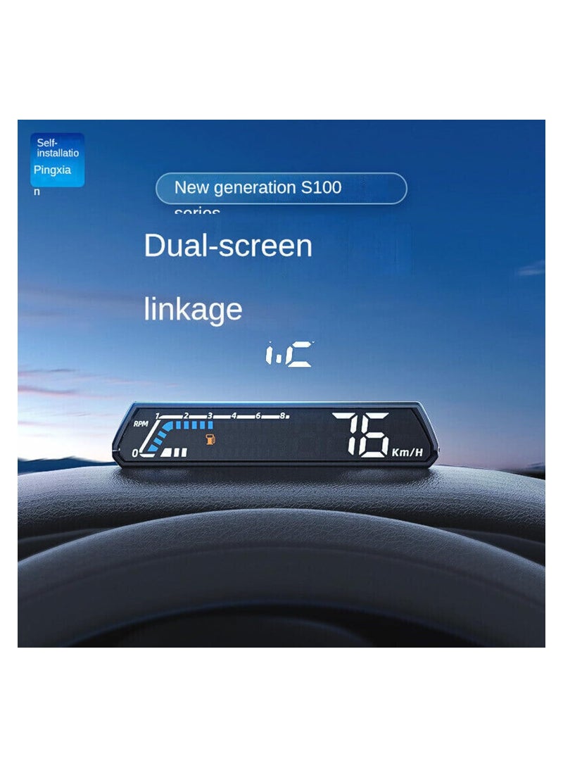 SYOSI HUD Heads Up Display for Car, S100 HUD Head Up Display, OBD Multi Function Car Dashboard Monitor, Compatible for Oil Transmission Temperature Monitoring Alarm, Digital Speedometer - Image 2