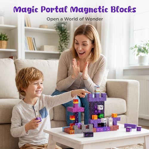 3 otters Magnetic Blocks 150PCS Portal Set STEM Magnet Cubes Construction Toys for Kids Sensory Stacking Building Blocks Christmas Birthday Gifts for Boys Girls - Image 5