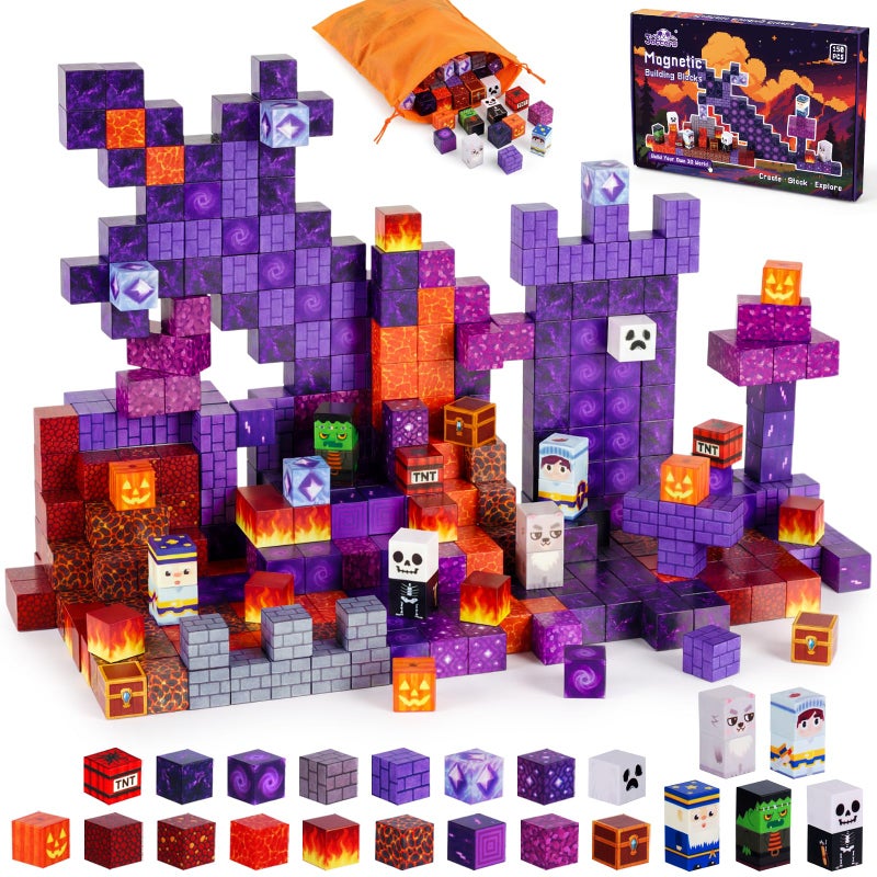 3 otters Magnetic Blocks 150PCS Portal Set STEM Magnet Cubes Construction Toys for Kids Sensory Stacking Building Blocks Christmas Birthday Gifts for Boys Girls - Image 3