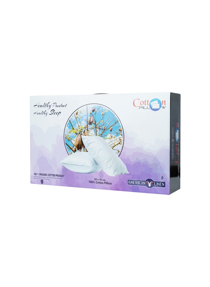 أميريكان لينين وسادة من القطن العضوي بنسبة 100% بحجم وسادة قياسي، وسائد سرير للنوم - Image 1