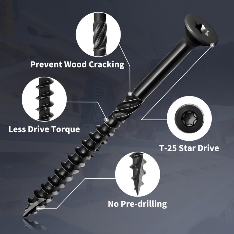FIXLINK Deck Screws 3 Inch, 138pcs FIXLINK Wood Screws #10 x 3, 2lb, Epoxy Coated, T25 Star Bit Above 1500 Hour Salt Spray Coating Outdoor Decking Screws Excellent Rust Resistant for Outdoor Wood Fence - Image 3