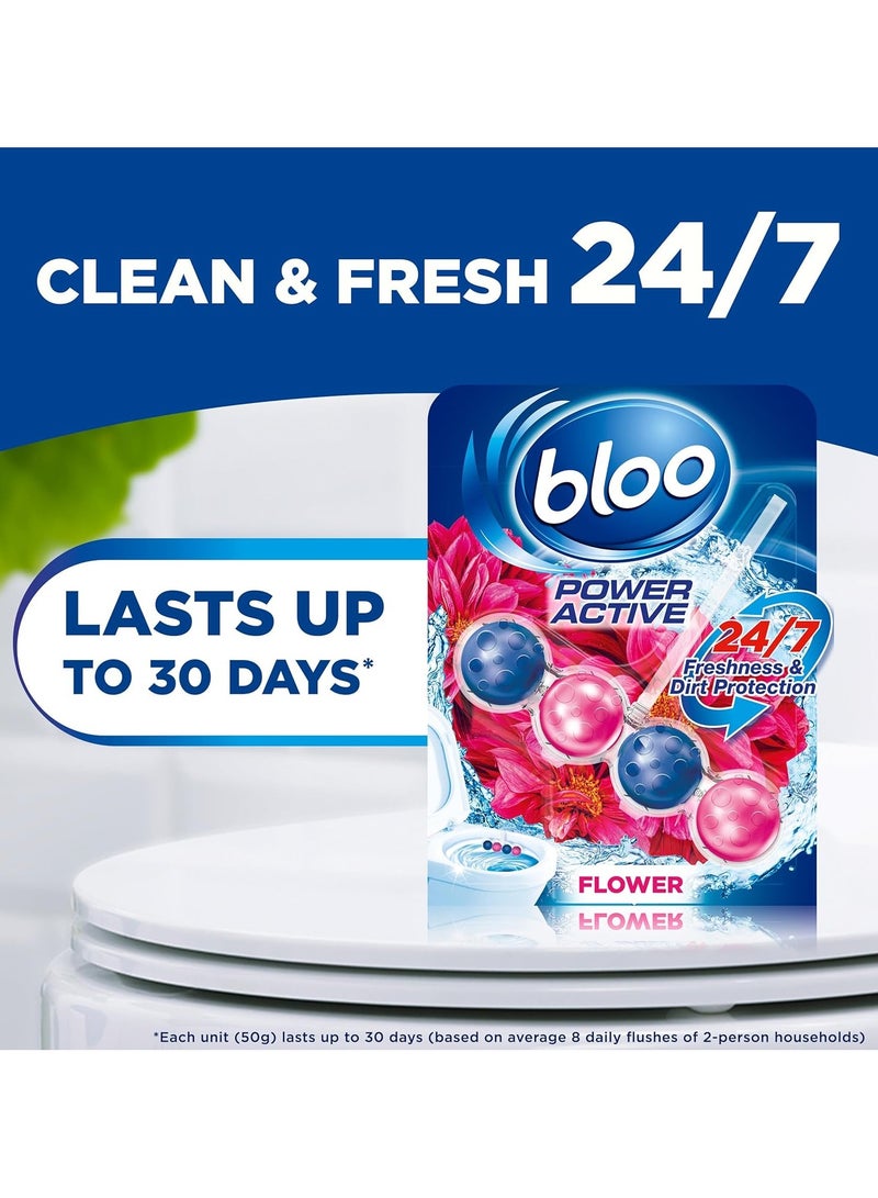 Bloo P Activ Balls Flowers Twin 50g – Floral Fragrance, Strong Foaming Action, 100% Anti-Limescale, Long-Lasting Blue Water - Image 4