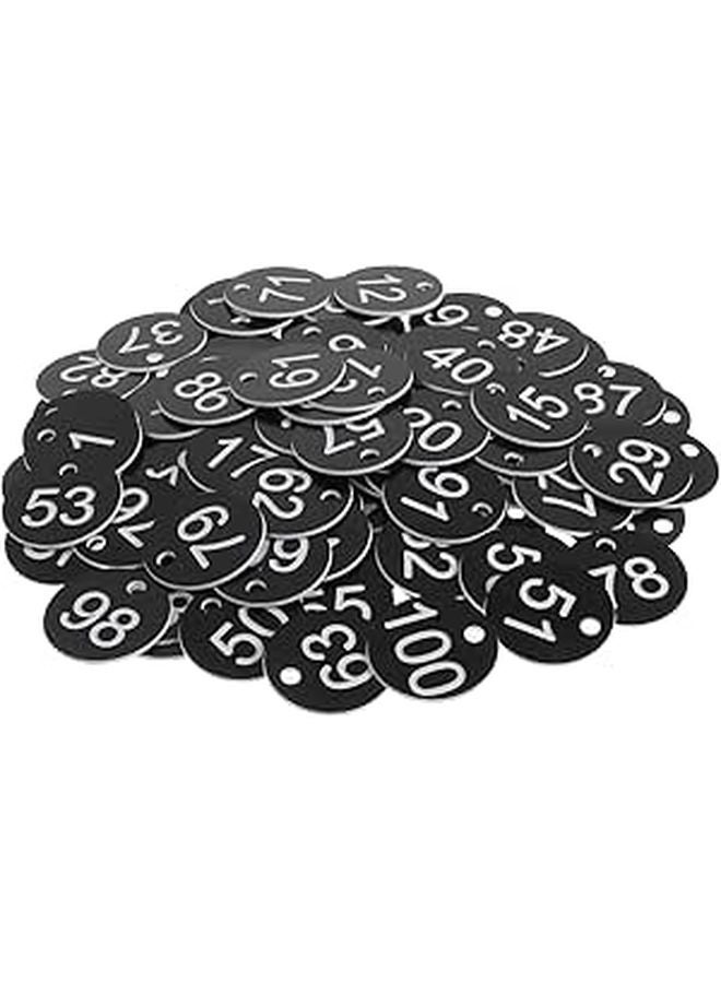 Plastic Number Key Tags 1 100 Black White for Office Warehouse Hotel Labeling - Image 1