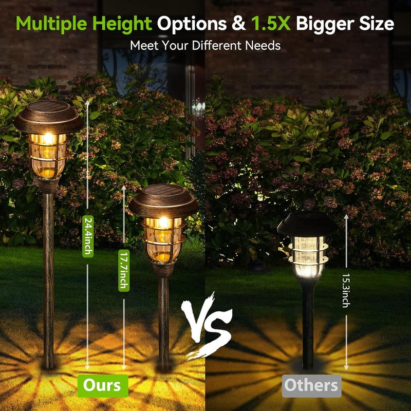 LET MY Solar Outdoor Lights, 8 Pack Bright Solar Pathway Lights Outdoor Waterproof, Up to 15 Hrs Auto On/Off Solar Garden Lights Outdoor Solar Lights for Yard Patio Walkway Driveway Pathway - Bronze - Image 5