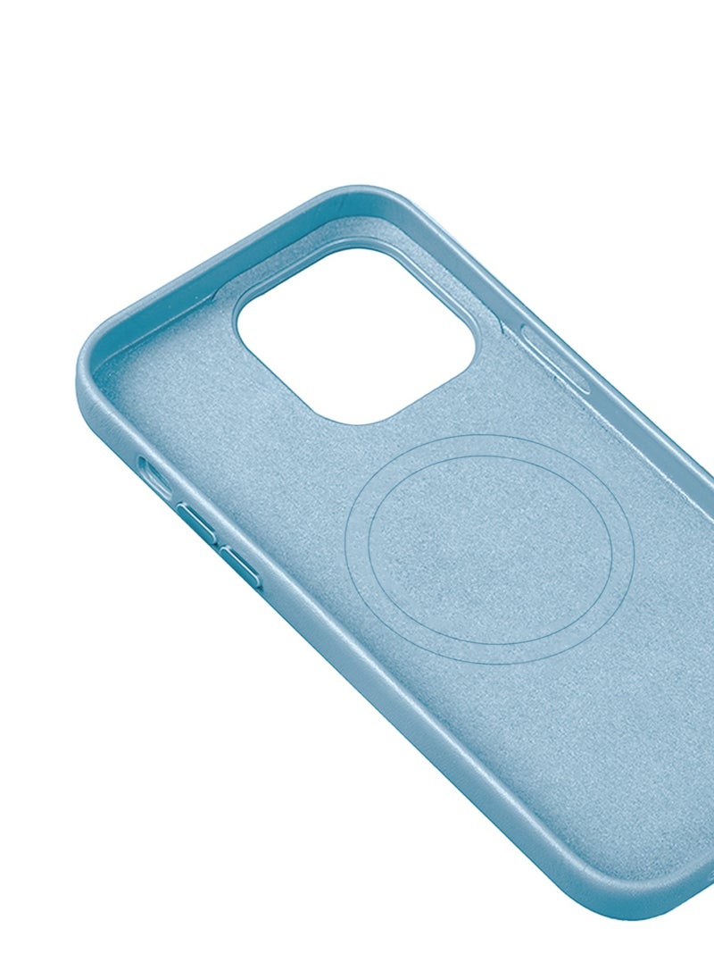 Wtech - Leather Magnetic Wireless Charging Case Original MagSafe Shockproof Case Cover For Apple iPhone 15 Pro 2023 Luxury Sky Blue - Image 1