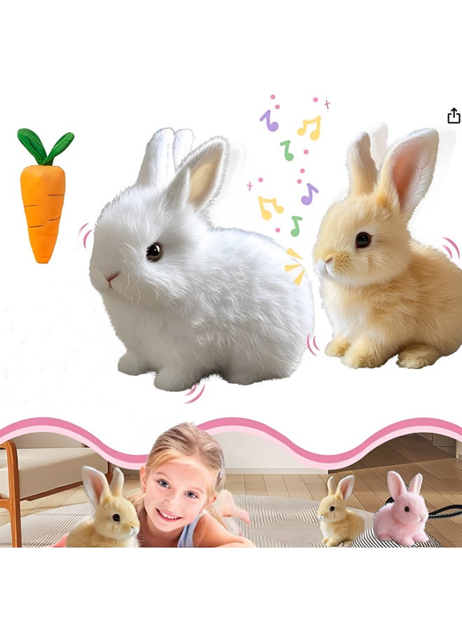 Easter Simulation Rabbit Plush Sound Toy Will Jump Will Call Carrot Rabbit Doll Parent-child Interactive Toy-Colour:Electric Plush Rabbit [pink]  - Image 2