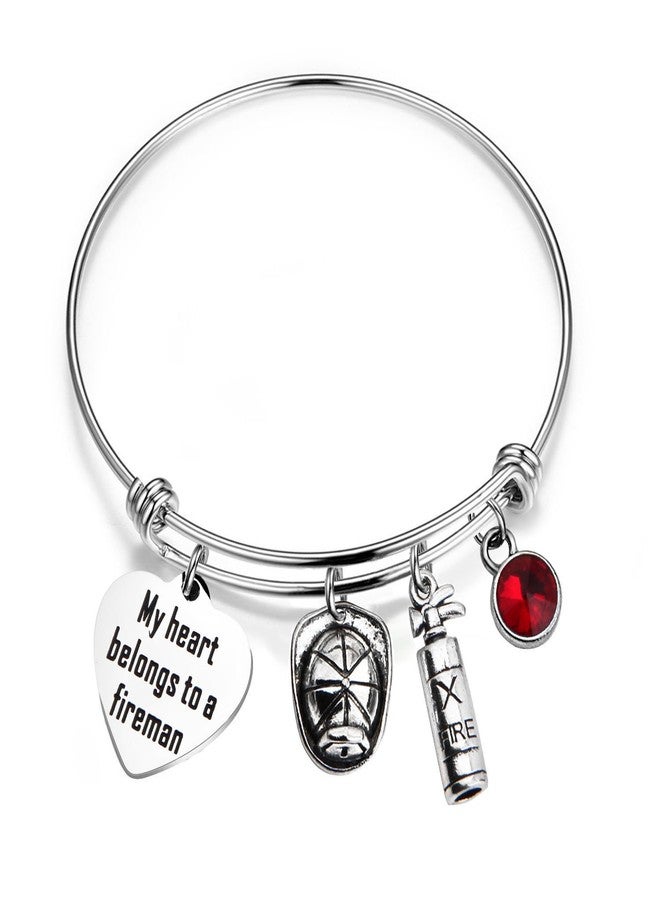 bobauna My Heart Belongs To A Fireman Bracelet Gift for Fireman Mom Wife Girlfriend (firefighter bracelet) - Image 1