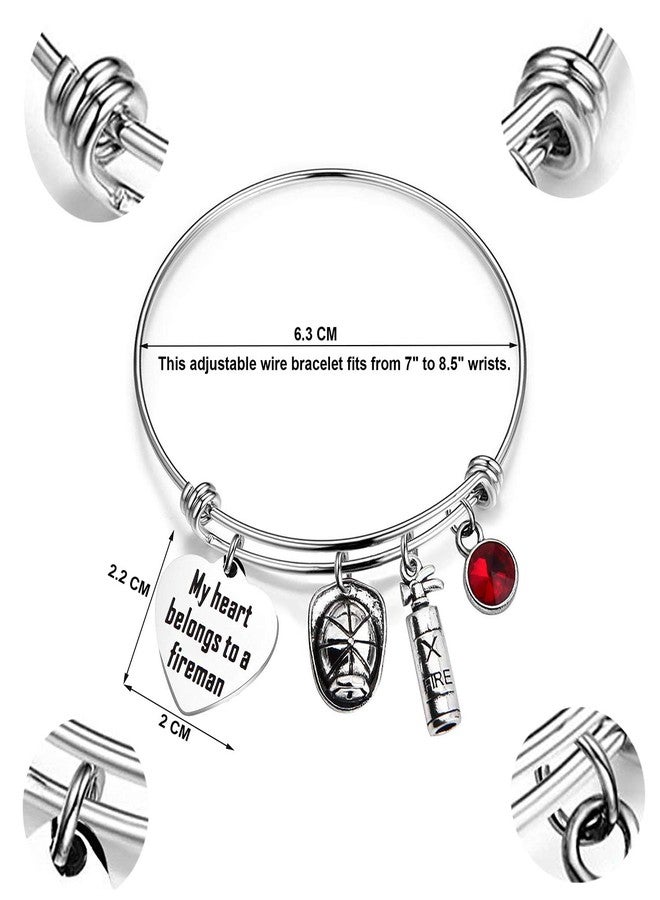 bobauna My Heart Belongs To A Fireman Bracelet Gift for Fireman Mom Wife Girlfriend (firefighter bracelet) - Image 2