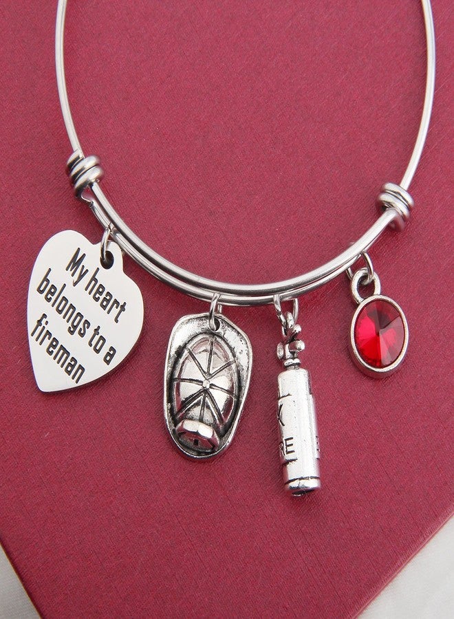 bobauna My Heart Belongs To A Fireman Bracelet Gift for Fireman Mom Wife Girlfriend (firefighter bracelet) - Image 3