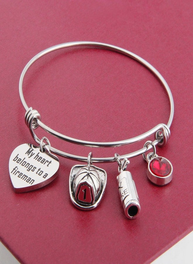 bobauna My Heart Belongs To A Fireman Bracelet Gift for Fireman Mom Wife Girlfriend (firefighter bracelet) - Image 4