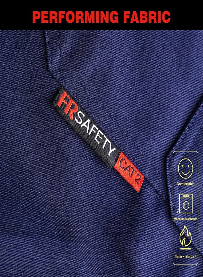 DPSAFETY FR Shirts 7oz Flame Resistant Shirts, 100% Cotton Fire Retardant Welded CAT2 Shirts, Navy, XL - Image 4