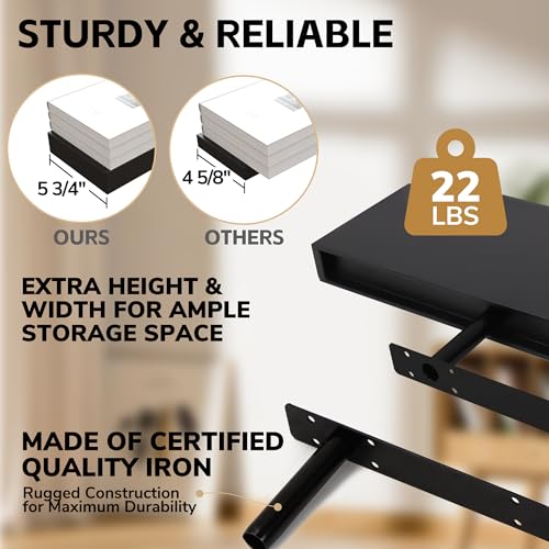 BAMEOS Bamboo Floating Shelves Wall Mounted Wooden Shelves with Invisible Brackets Set of 2, Hanging Wall Decor for Bedroom, Bathroom, Living Room and Kitchen - Image 4
