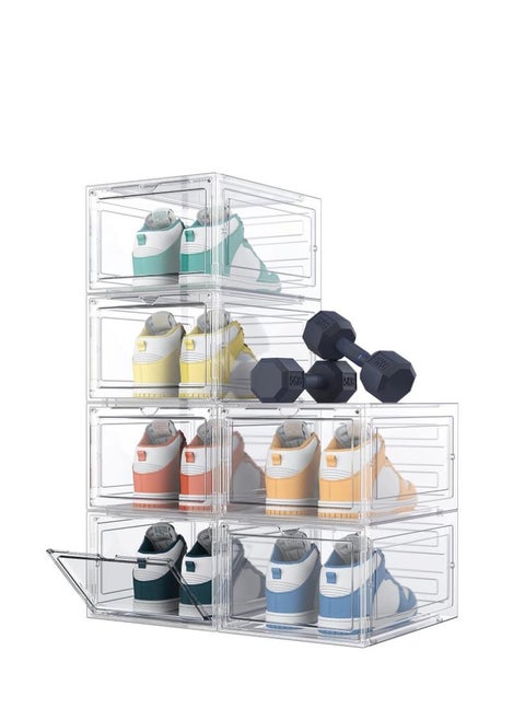 Shoe Storage, 6 Pack Shoe Organizer Clear Hard Plastic Shoe Box, Shoe Boxes Clear Plastic Stackable, Shoe Boxes with Lids for Size 13, Transparent