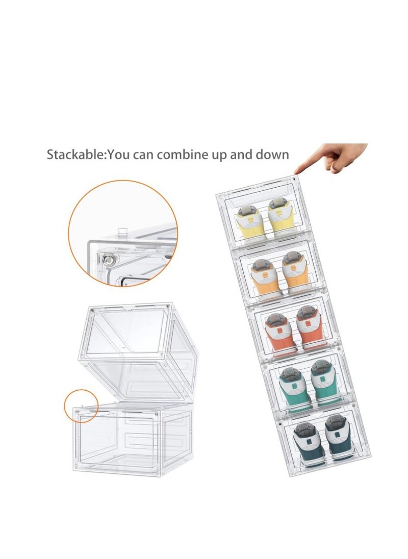 Shoe Storage, 6 Pack Shoe Organizer Clear Hard Plastic Shoe Box, Shoe Boxes Clear Plastic Stackable, Shoe Boxes with Lids for Size 13, Transparent