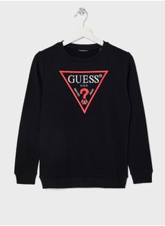 GUESS Kids Logo Long Sleeve Fleece Sweatshirt  - Image 1