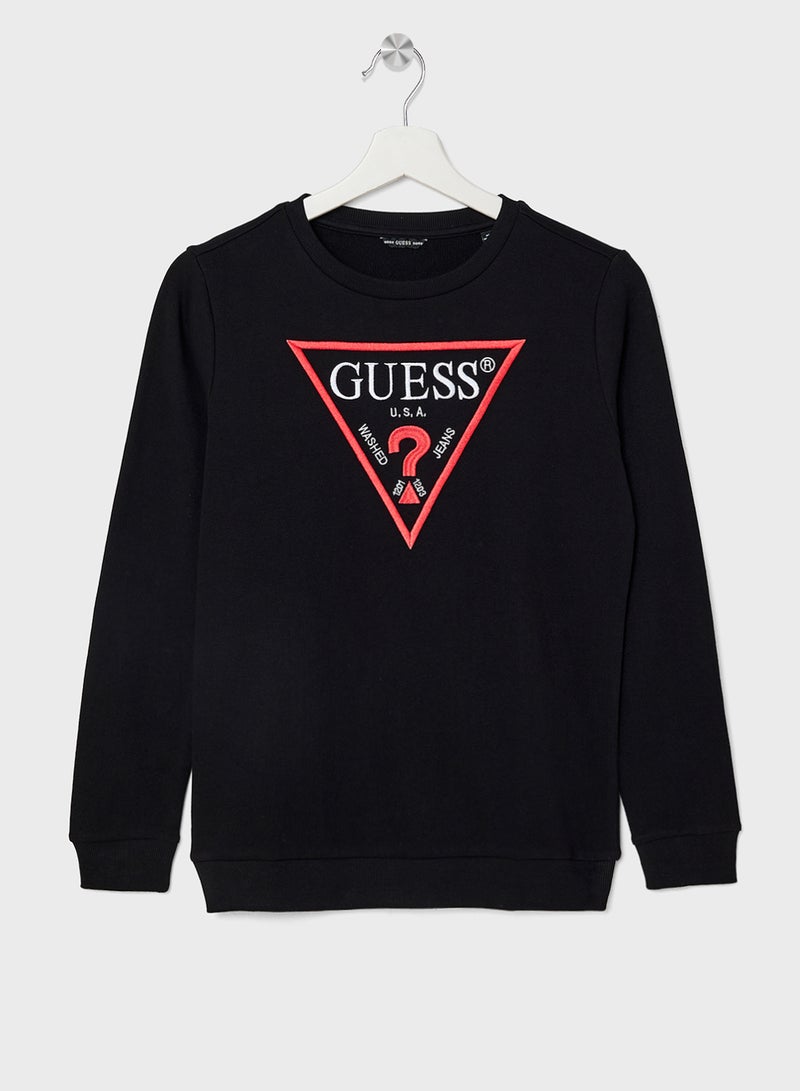 GUESS Kids Logo Long Sleeve Fleece Sweatshirt  - Image 1