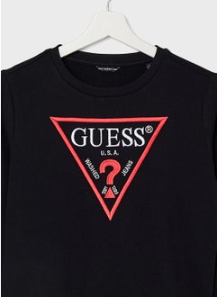 GUESS Kids Logo Long Sleeve Fleece Sweatshirt  - Image 3