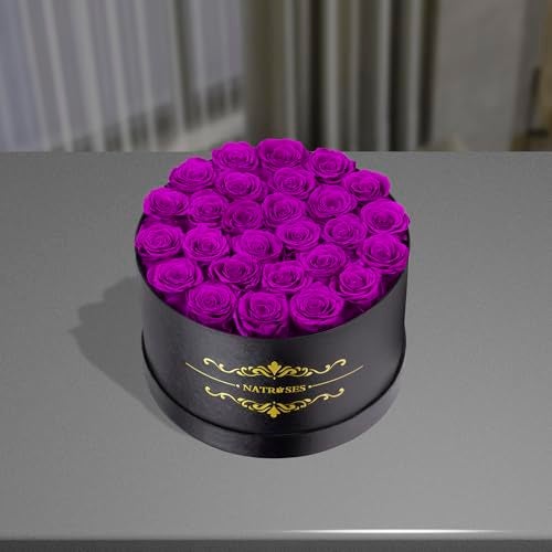 NATROSES Gifts for Her 27 Piece Forever Preserved Roses in a Box, Preserved Flowers for Delivery Birthday, Flowers Gifts for Mothers Day, Purple - Image 2