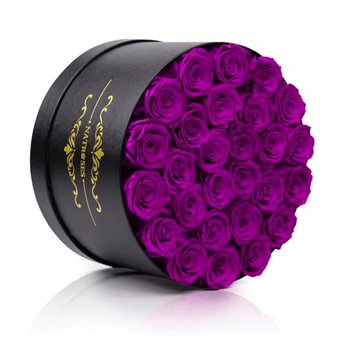 NATROSES Gifts for Her 27 Piece Forever Preserved Roses in a Box, Preserved Flowers for Delivery Birthday, Flowers Gifts for Mothers Day, Purple - Image 3